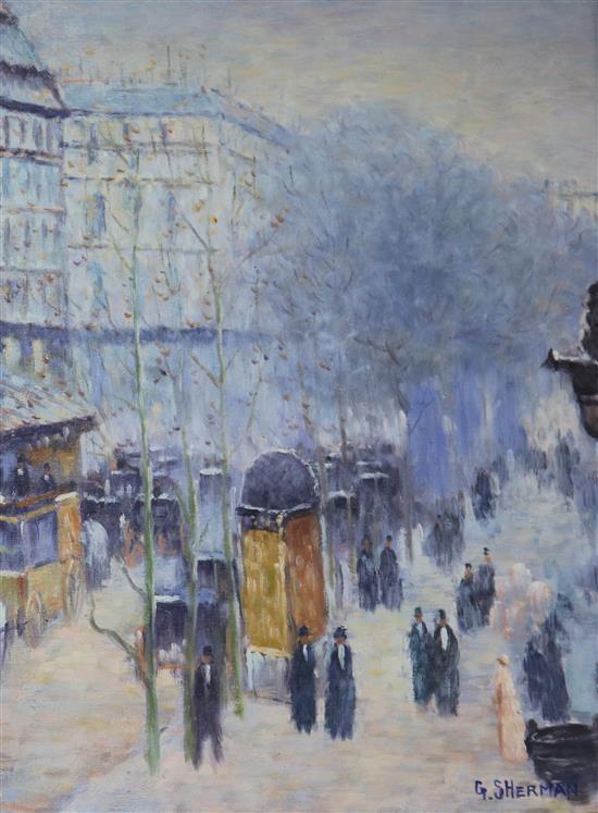 Gail Sherman Corbett (American1871-1952), oil on canvas, Boulevard in Paris, signed l.r., 40 x 30cm